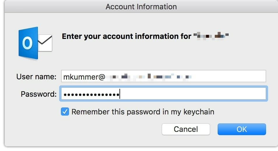mac outlook keeps prompting for password
